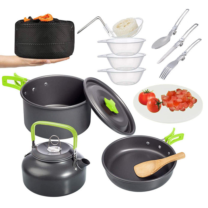 Experience the Great Outdoors with Our Camping Combination Suit Pot Folding Mini Cookware